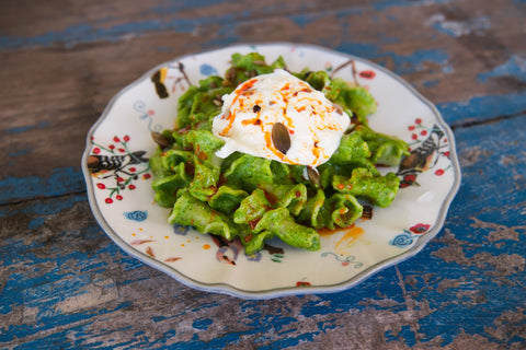 Feta and Spinach Trumpets with Burrata