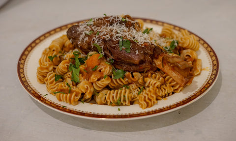 Braised Lamb Shank with Radiatori Pasta