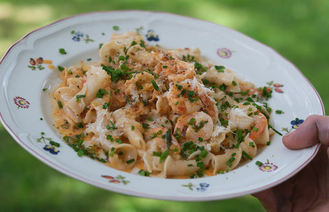 Harissa and Prawn Trumpets