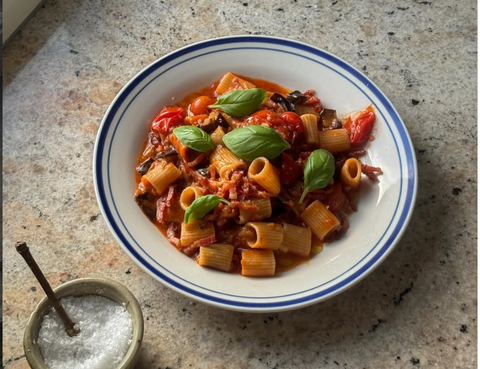 Roasted Eggplant and Tomato Rigatoni by Helena Nuic