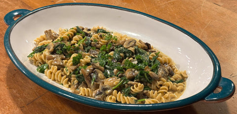 White Miso, Mushroom and Spinach Fusilli