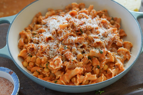 Tomato and Mascarpone Trumpets with Chickpeas
